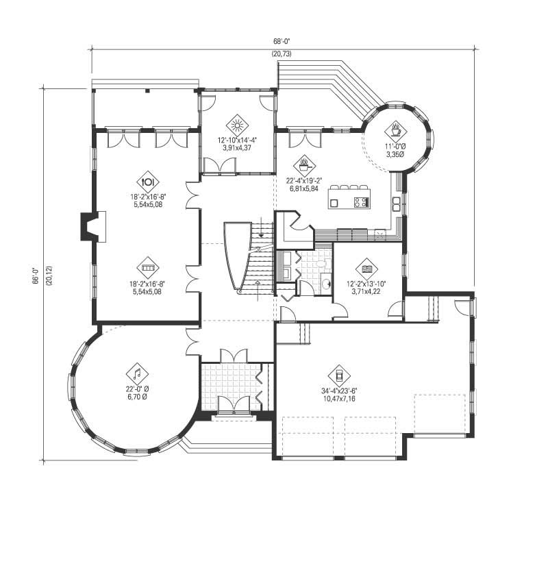 Floor Plan First Story of Country Plan #157-1409