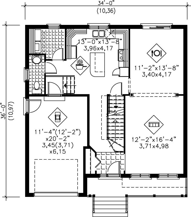 Floor Plan First Story of Multi-Level Plan #157-1410