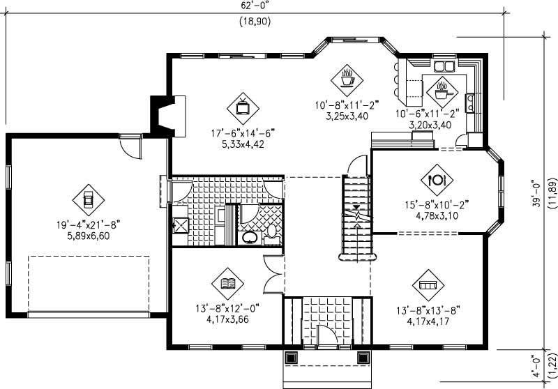 Floor Plan First Story of Multi-Level Plan #157-1412