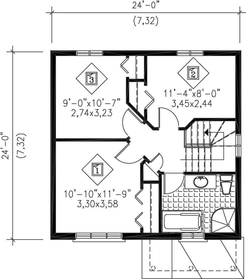 Floor Plan Second Story of Colonial Plan #157-1415