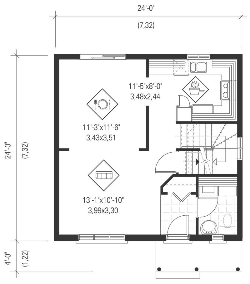 Floor Plan First Story of Colonial Plan #157-1415