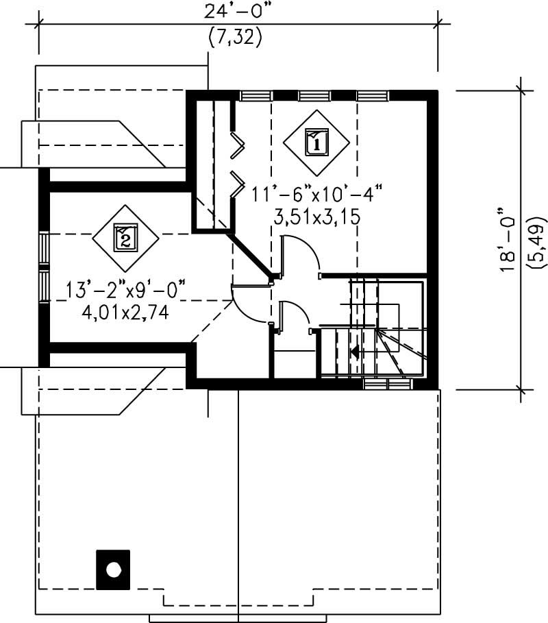 Floor Plan Second Story of Craftsman Plan #157-1419