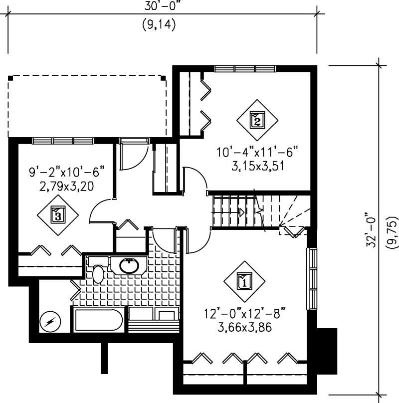 Floor Plan Basement of Country Plan #157-1421
