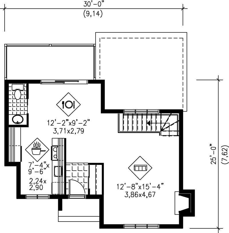 Floor Plan First Story of Country Plan #157-1421