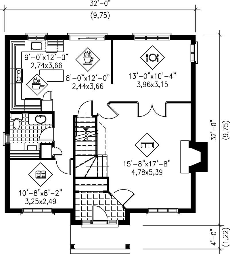 Floor Plan First Story of Multi-Level Plan #157-1423