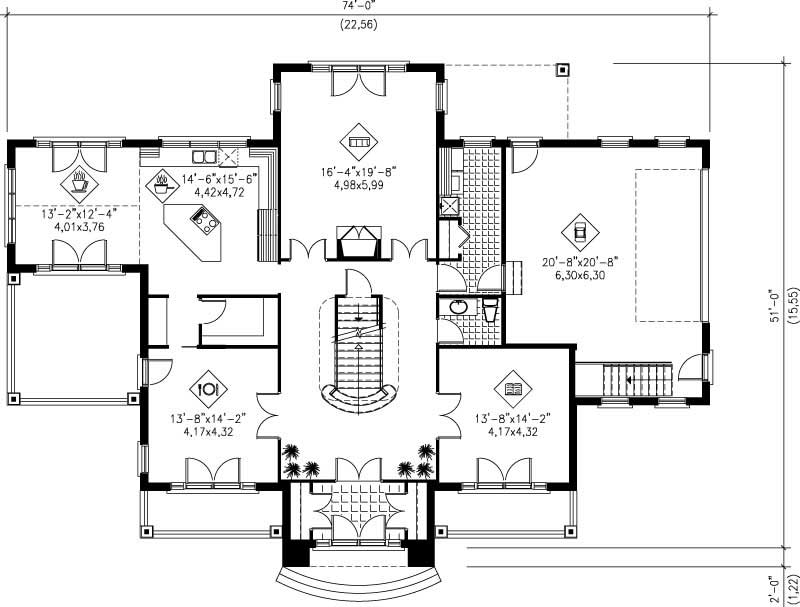 Floor Plan First Story of Luxury Plan #157-1425