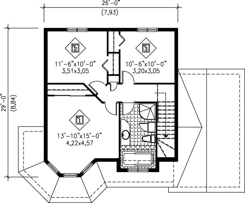 Floor Plan Second Story of Small House Plans #157-1427
