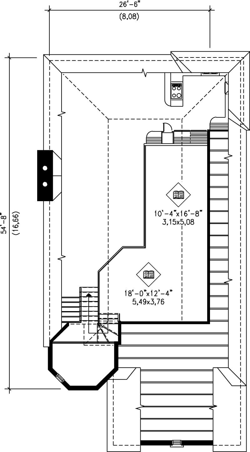 Floor Plan Second Story of Multi-Level Plan #157-1431