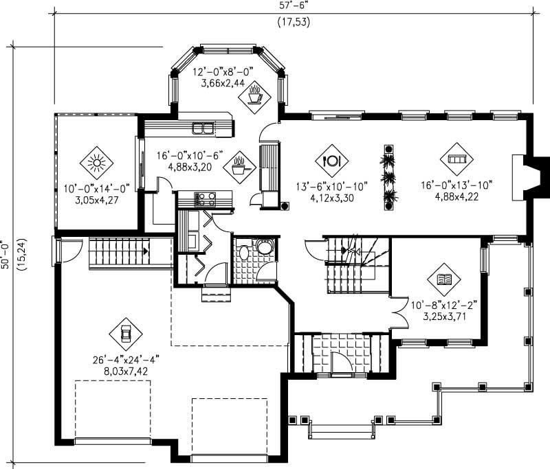 Floor Plan First Story of Multi-Level Plan #157-1433
