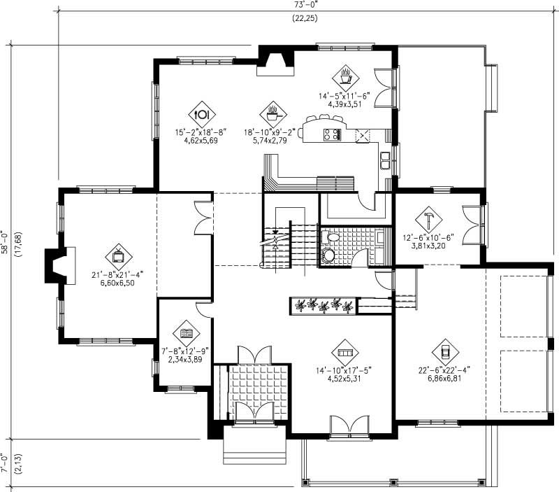 Floor Plan First Story of Luxury Plan #157-1443