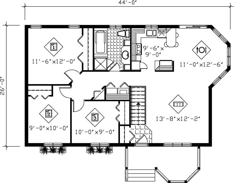 Floor Plan First Story of Country Plan #157-1452
