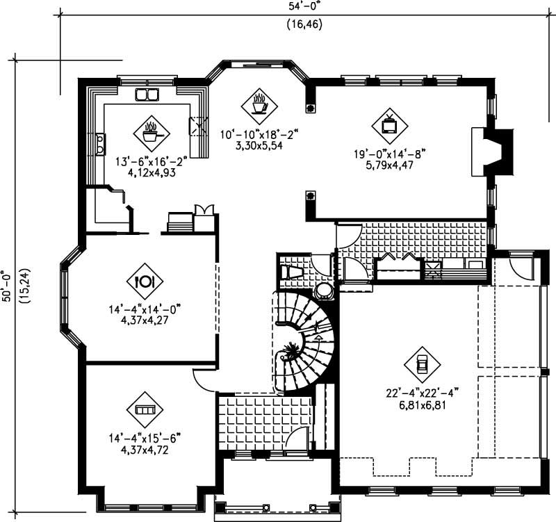 Floor Plan First Story of Luxury Plan #157-1460