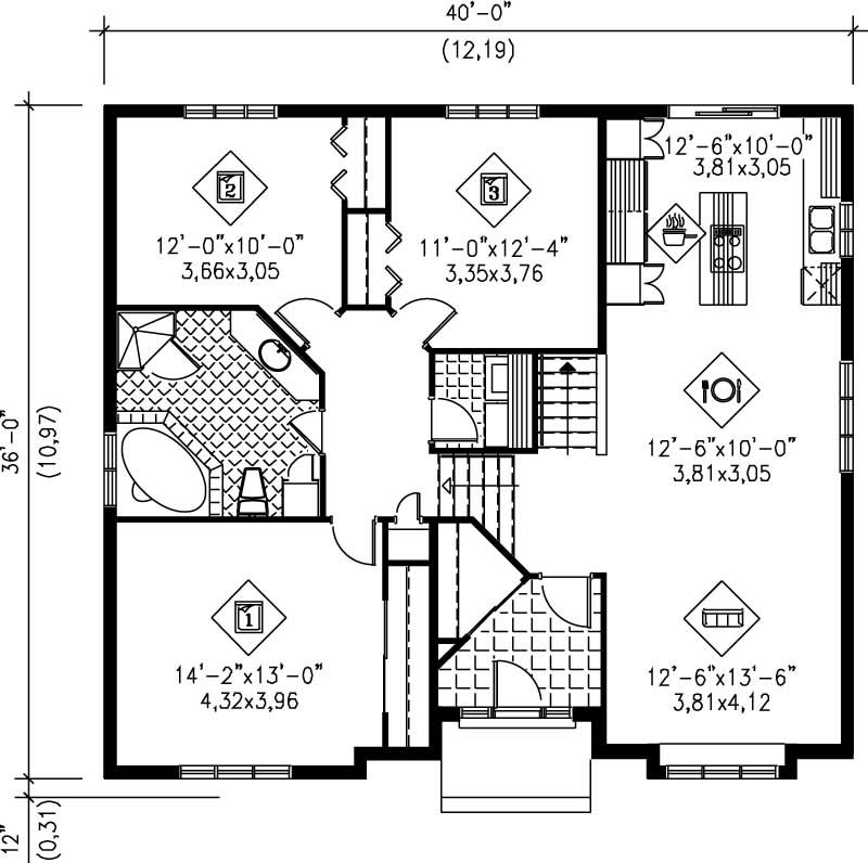 Floor Plan First Story of Ranch Plan #157-1461