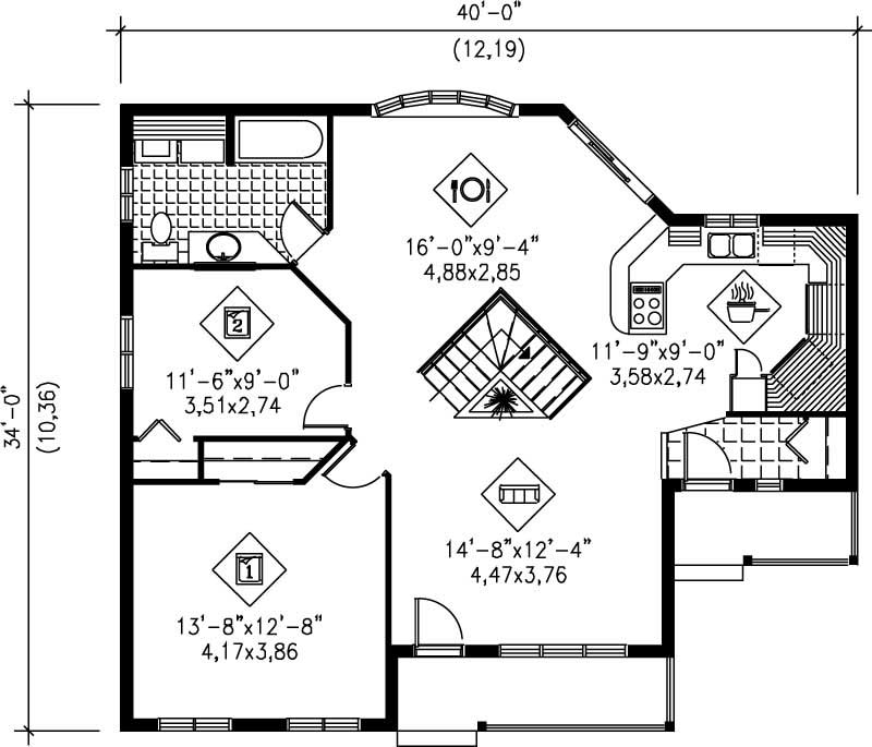 Floor Plan First Story of Country Plan #157-1469