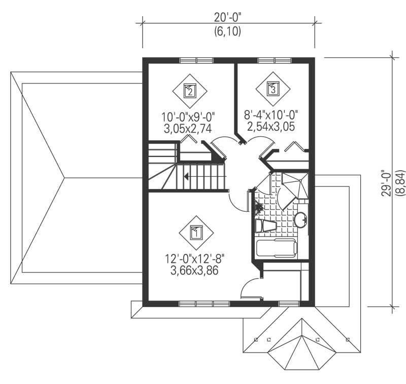 Floor Plan Second Story of Craftsman Plan #157-1472
