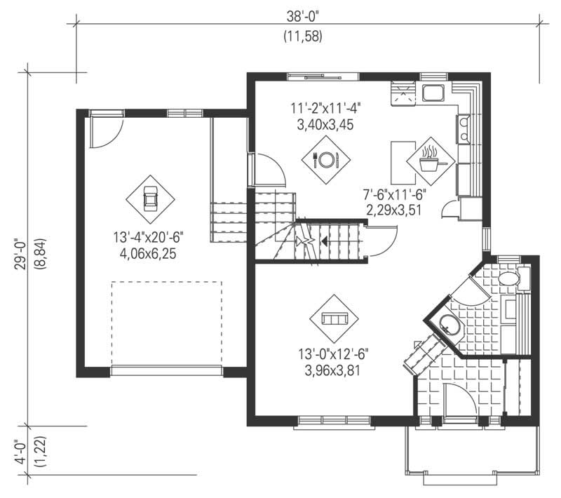 Floor Plan First Story of Craftsman Plan #157-1472