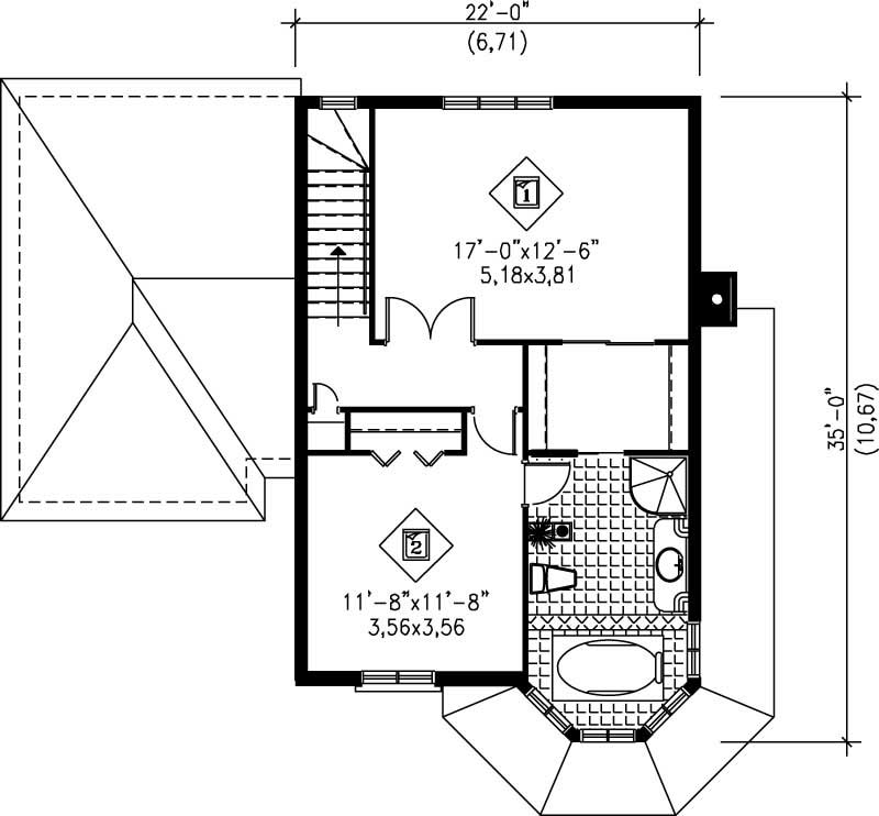 Floor Plan Second Story of Small House Plans #157-1483