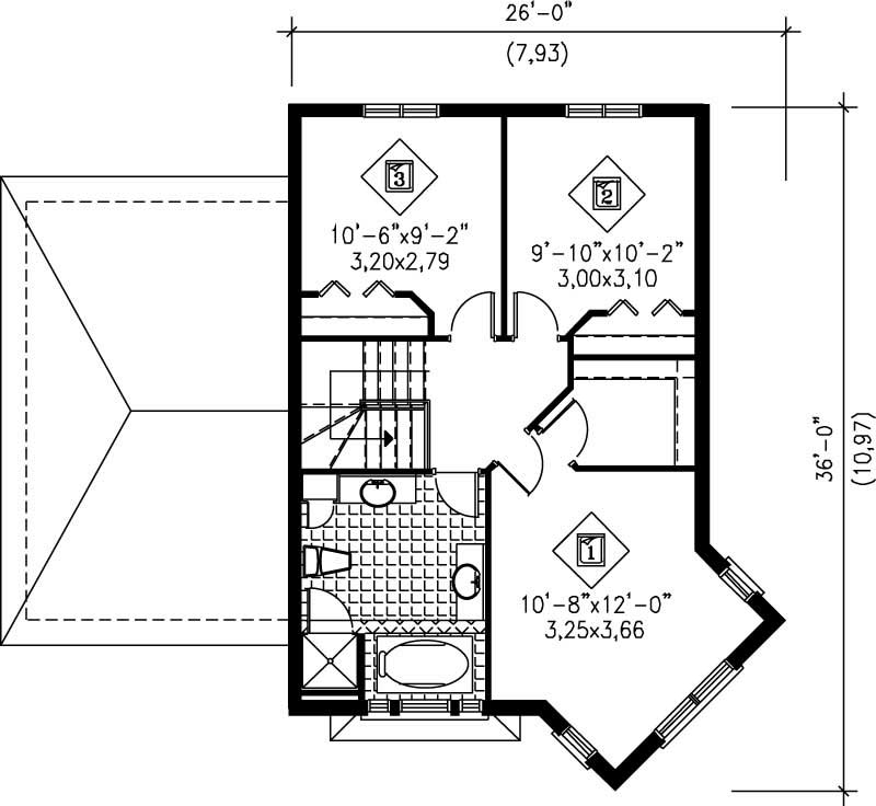Floor Plan First Story of European Plan #157-1485