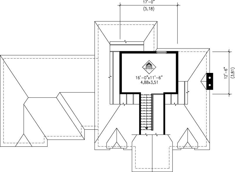Floor Plan Third Story of Multi-Level Plan #157-1489
