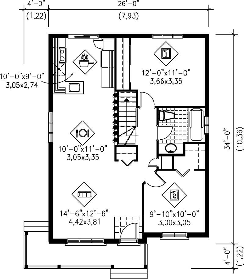 Floor Plan First Story of Country Plan #157-1494