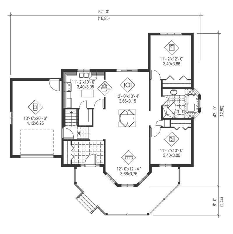 Floor Plan First Story of Country Plan #157-1498