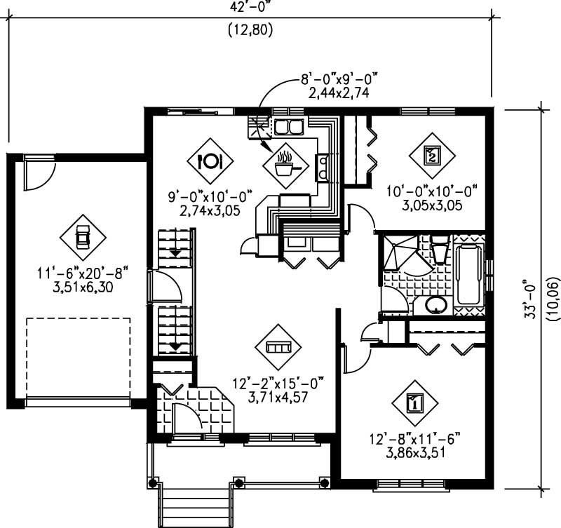 Floor Plan First Story of Country Plan #157-1503