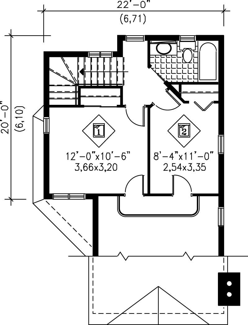 Floor Plan Second Story of Country Plan #157-1504