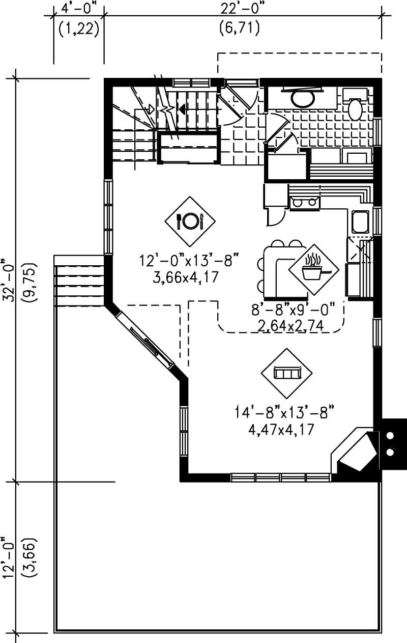 Floor Plan First Story of Country Plan #157-1504