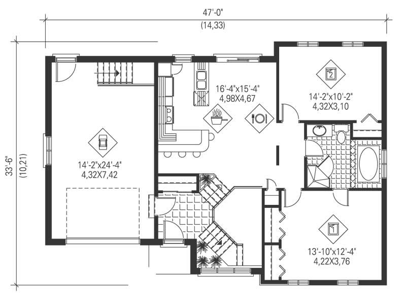 Floor Plan First Story of Contemporary Plan #157-1506