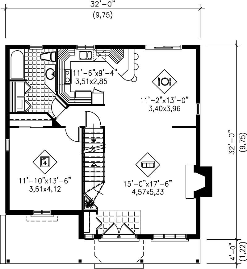 Floor Plan First Story of Colonial Plan #157-1508