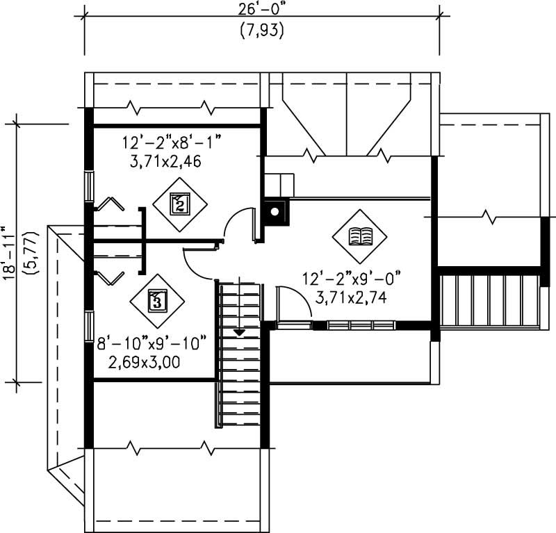 Floor Plan Second Story of Country Plan #157-1510