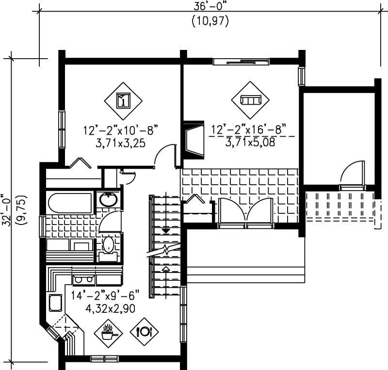Floor Plan First Story of Country Plan #157-1510