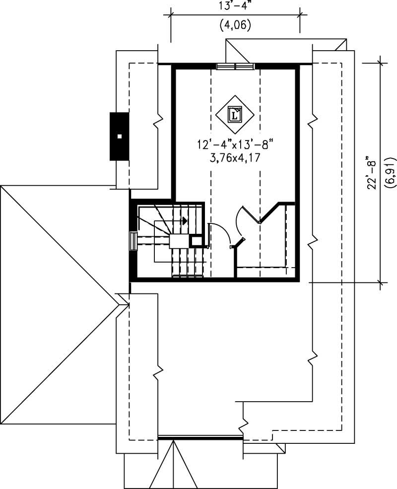 Floor Plan Third Story of European Plan #157-1513