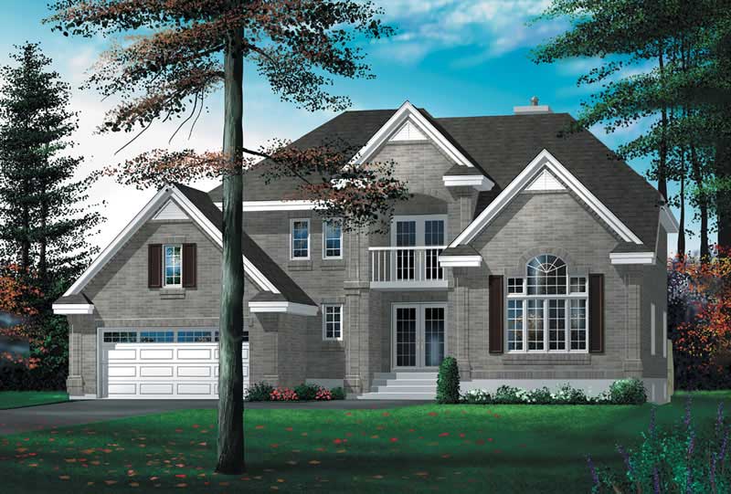 Front elevation of European home (ThePlanCollection: House Plan #157-1516)