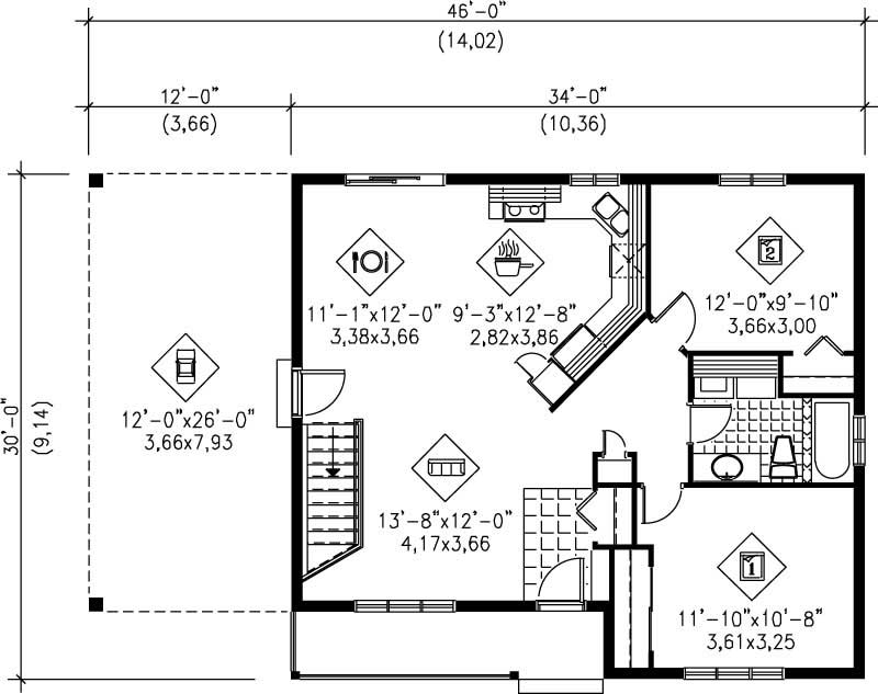 Floor Plan First Story of Country Plan #157-1521