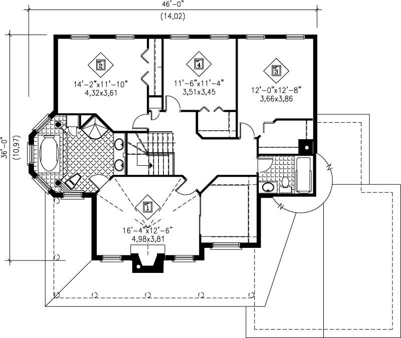 Floor Plan Second Story of Plan #157-1522