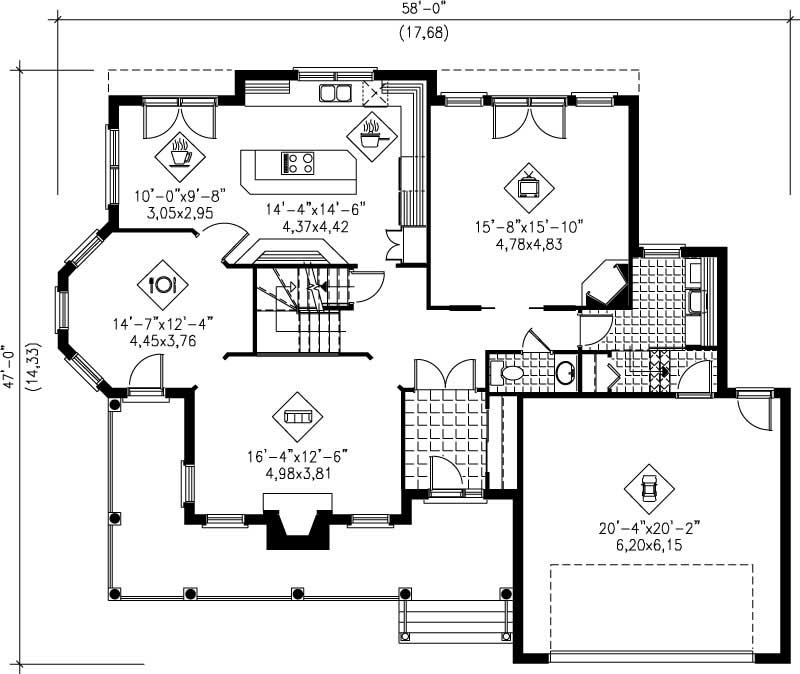 Floor Plan First Story of Plan #157-1522