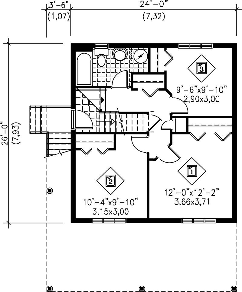 Floor Plan First Story of Country Plan #157-1523