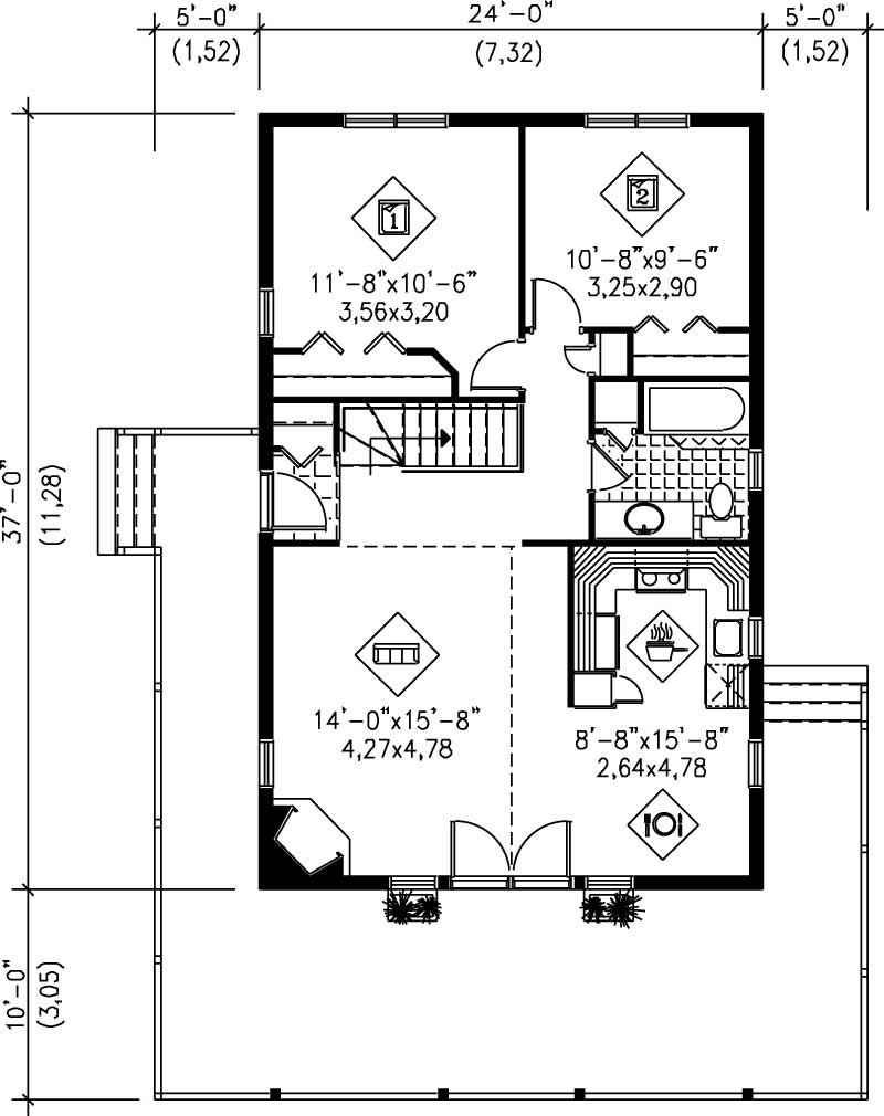Floor Plan First Story of Coastal Plan #157-1524