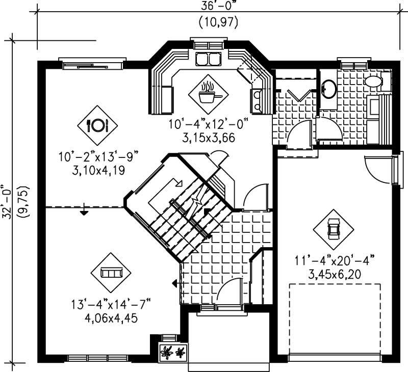 Floor Plan First Story of Craftsman Plan #157-1526