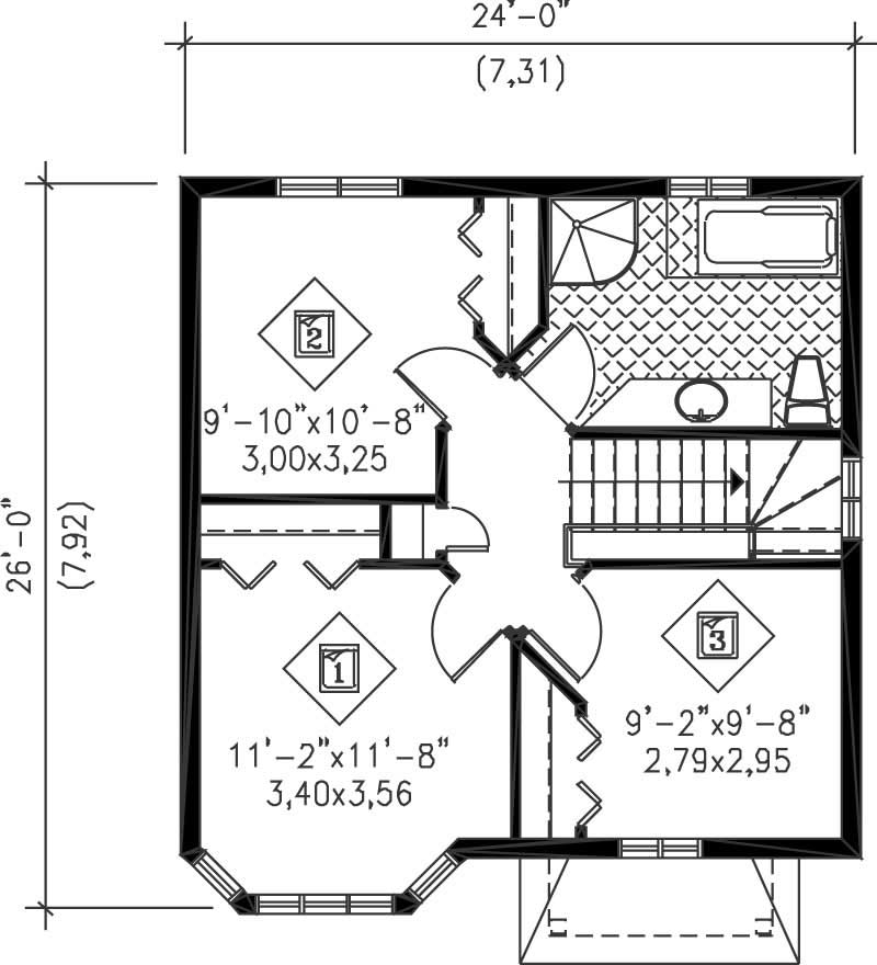 Floor Plan Second Story of Ranch Plan #157-1527