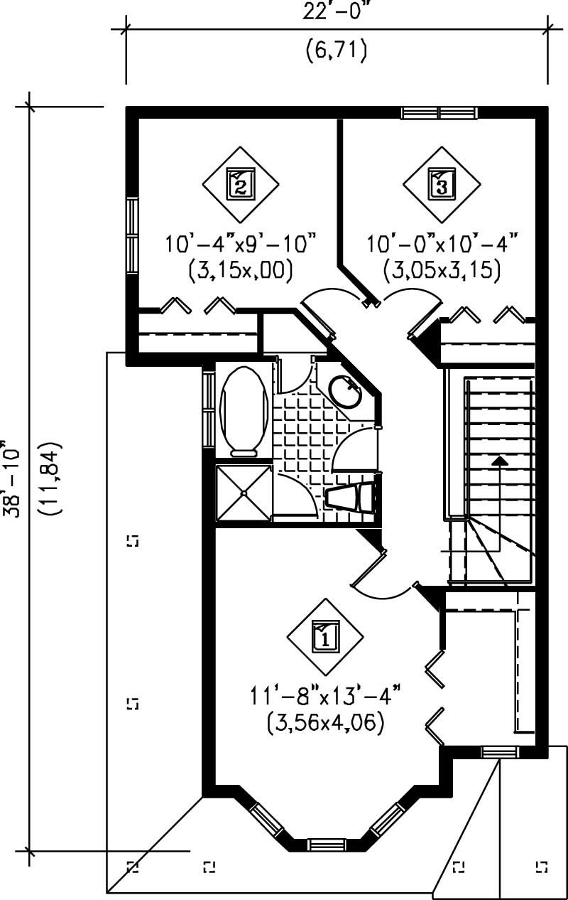 Floor Plan Second Story of Country Plan #157-1535
