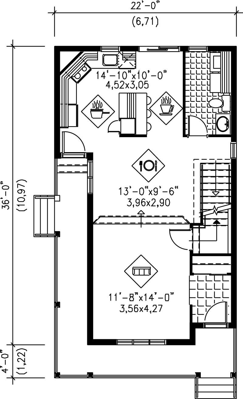 Floor Plan First Story of Country Plan #157-1535