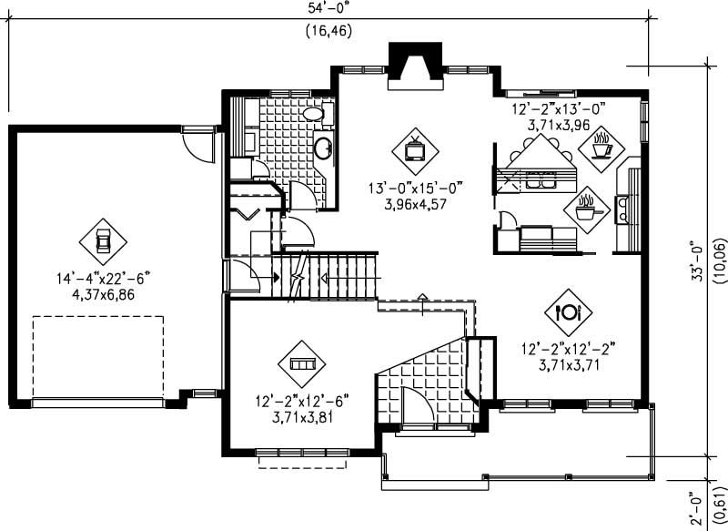 Floor Plan First Story of European Plan #157-1536
