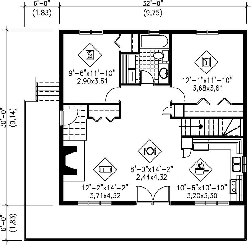 Floor Plan First Story of Country Plan #157-1537
