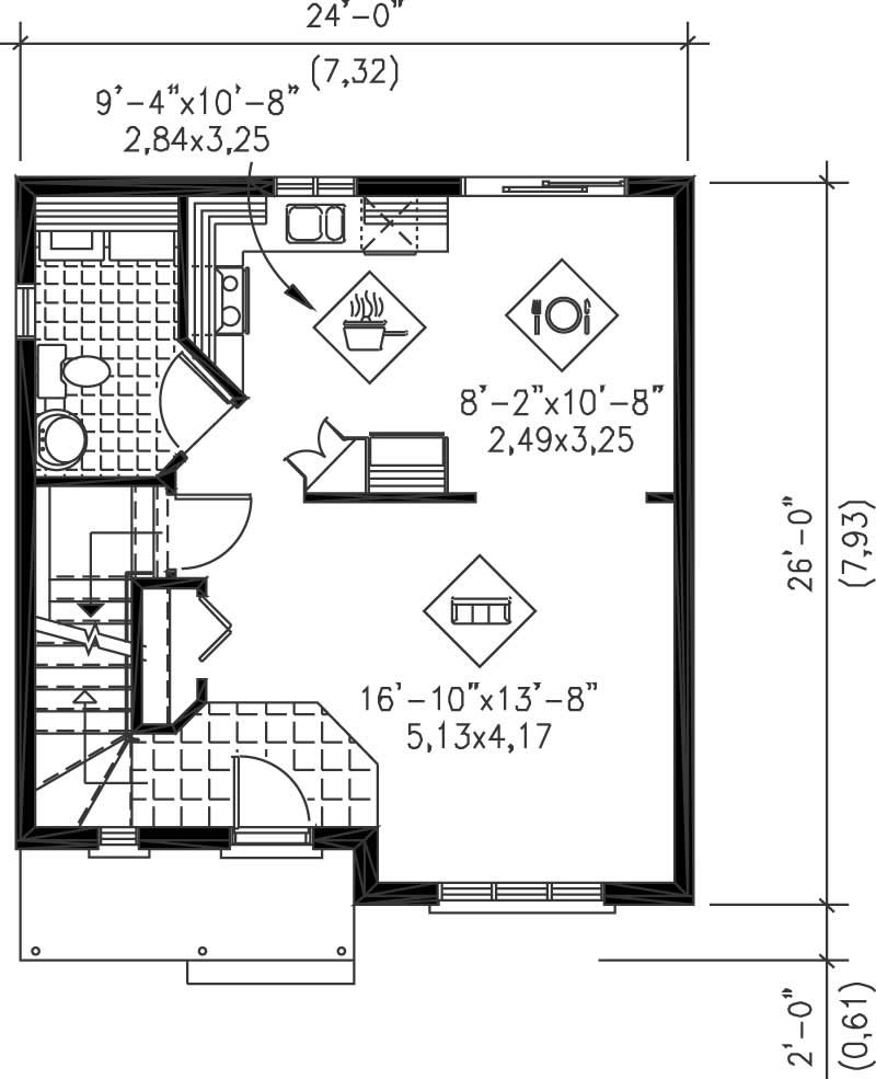 Floor Plan First Story of Ranch Plan #157-1541