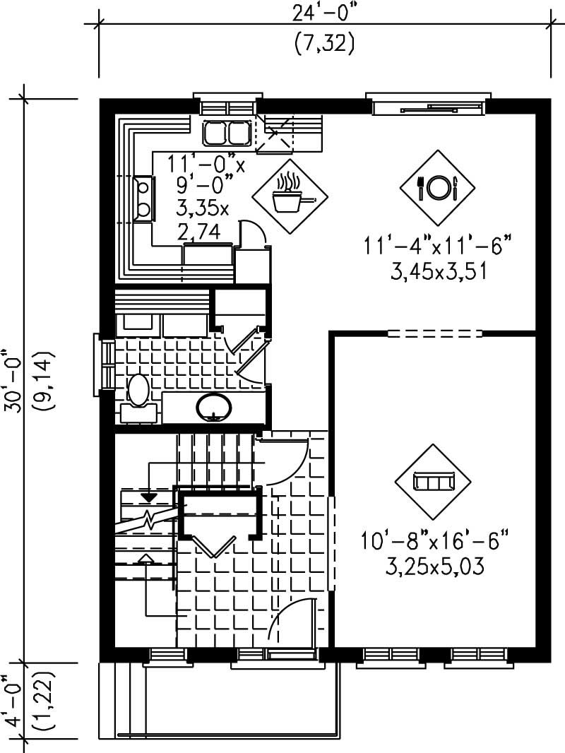 Floor Plan First Story of Contemporary Plan #157-1545
