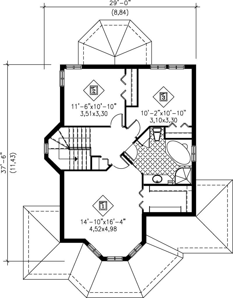 Floor Plan Second Story of Country Plan #157-1548