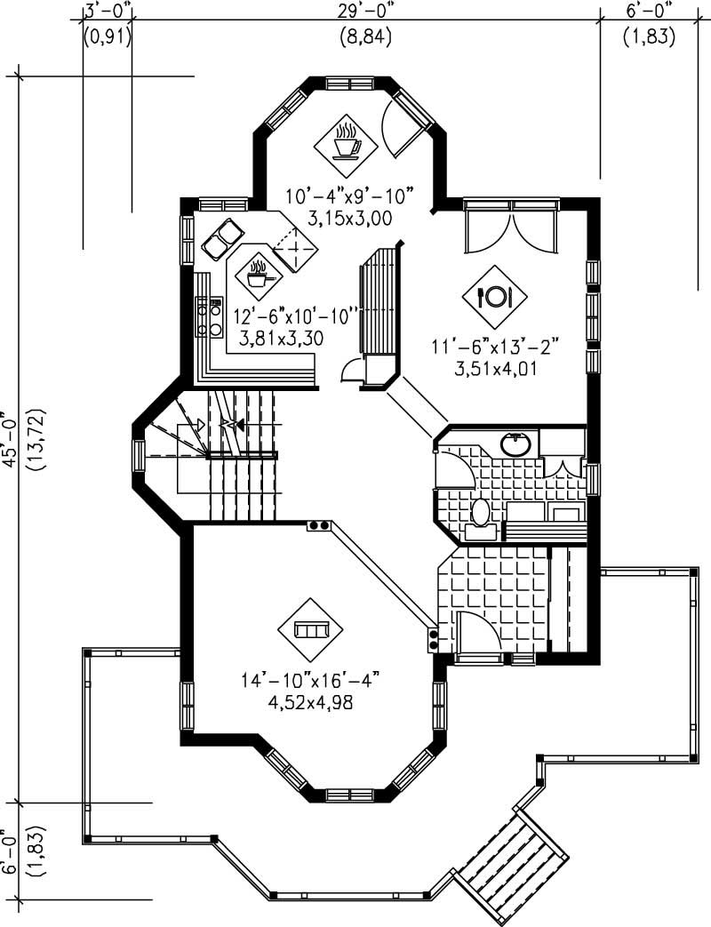 Floor Plan First Story of Country Plan #157-1548