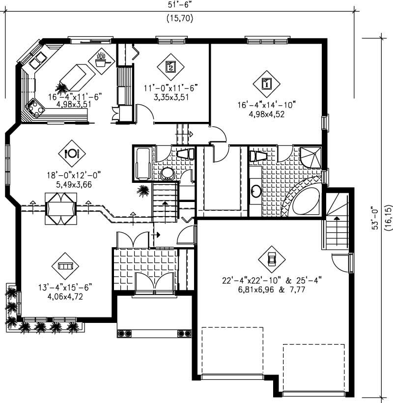 Floor Plan First Story of Plan #157-1554
